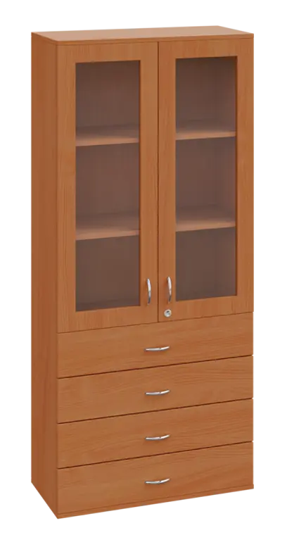 SPO 34 skříň 2-dveřová, 2-sklo, zásuvky lamino - buk Royal